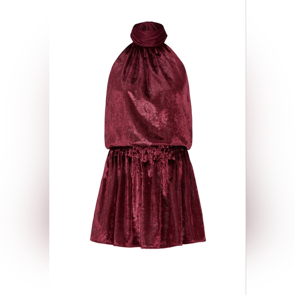 RTR Ramy Brook Lori Burgundy Shimmer Velvet Dress $395 Size Large